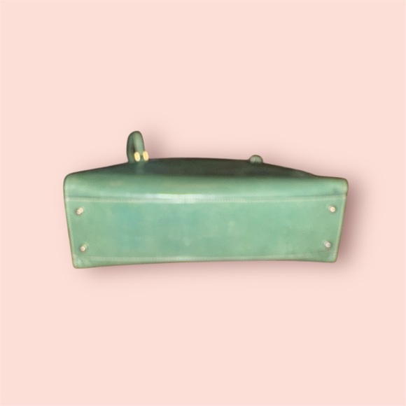 Vintage 90s Kate Spade Green Leather Tote - Picture 8 of 9